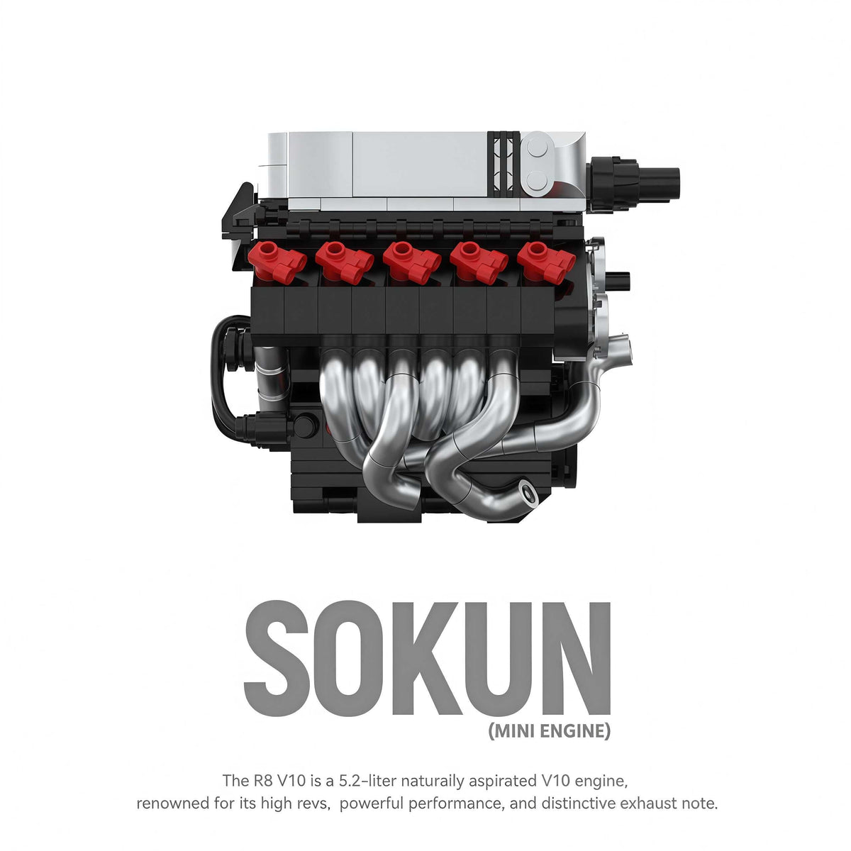 Trilumity Building Block Set: Audi R8 V10 Engine | Home Decor (392-Piece)