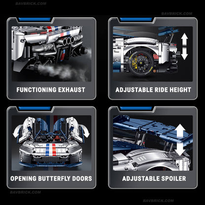 Trilumity Building Block Set: 1:8 The Ultimate 2025 Hybrid Hypercar | Remote Controlled V6 Prancing Horse Hypercar | Silver Limited Edition