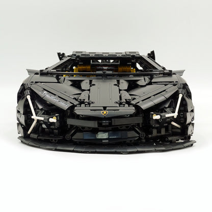 Trilumity Motorized Building Block Set: 1:8 Italian Bull Jota V12 Hypercar – Barrel Plated Matte Black Customized Edition (3260-Piece)