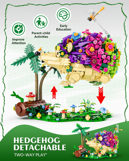 Trilumity Hedgehog Flowers, Cute Insects Animals Collection Model Jungle Animal Crossing Building Block Set, 988-Piece
