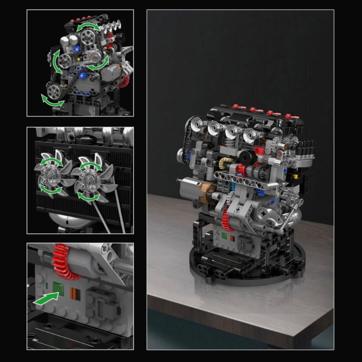 Trilumity Motorized Building Block Set: Jdm Vvt Performance Engine | Variable Valve Timing Engine Model | 772-Piece