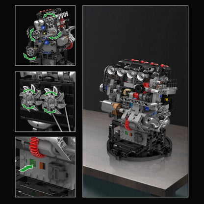 Trilumity Motorized Building Block Set: Jdm Vvt Performance Engine | Variable Valve Timing Engine Model | 772-Piece