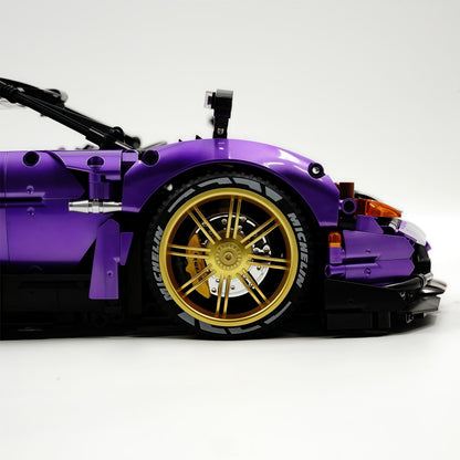 Trilumity Building Block Set: 1: 8 Pagani Huayra Bc Violet Paint finish Customized Ultimate Edition (4708-Piece)