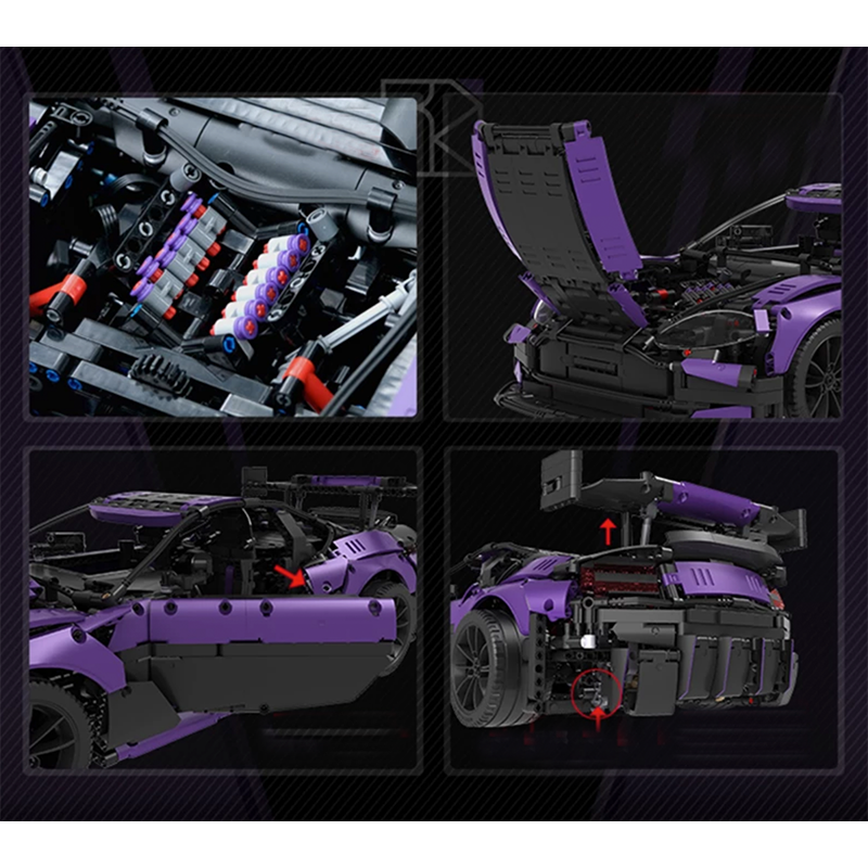 Trilumity Building Block Set: 1: 8 Aston Martin Vantage GT3 Supercar Set, Legendary Racing Dna | Jaw-Dropping Purple Finish (3850-Piece)
