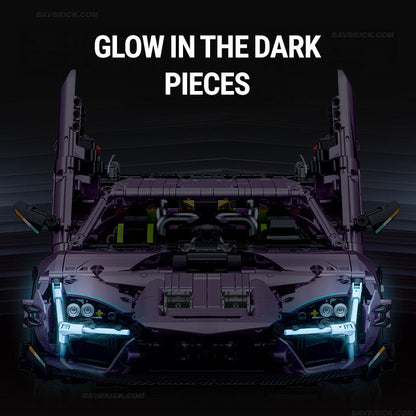 Trilumity Building Block Set: 1:10 Drifting Edition Italian Bull L539 Lightning Hybrid | Remote Controlled Drifting Italian Bull | Metallic Purple