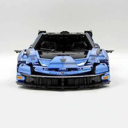 Trilumity Building Block Set: 1: 8 The Ultimate Lamborghini Essenza Scv12, Mirror Blue Plated Limited Edition (4100+Piece)
