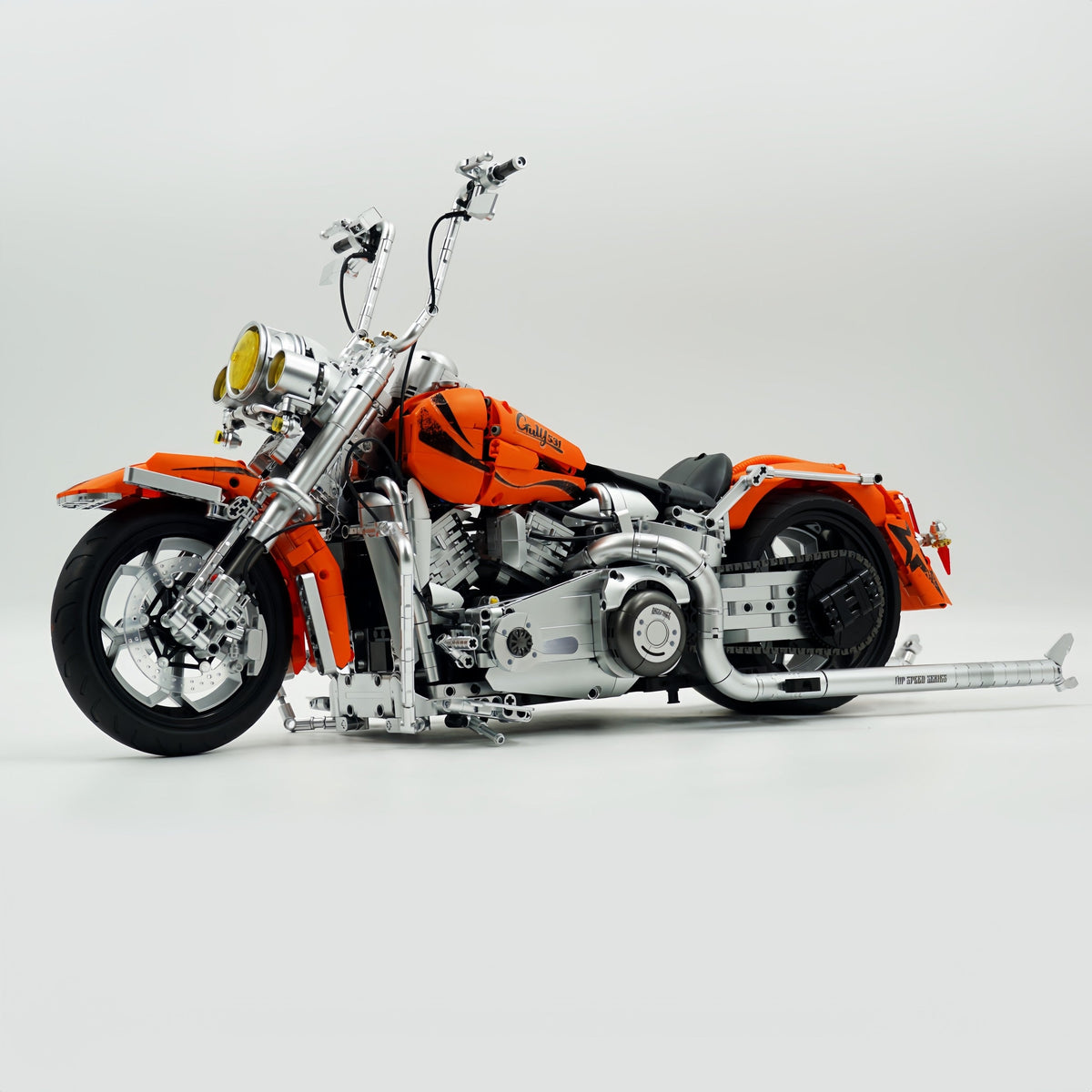 Trilumity Harley Heuer Fat Boy, Electroplating Body Building Block Set, 1:5 Scale, 2,392-Piece