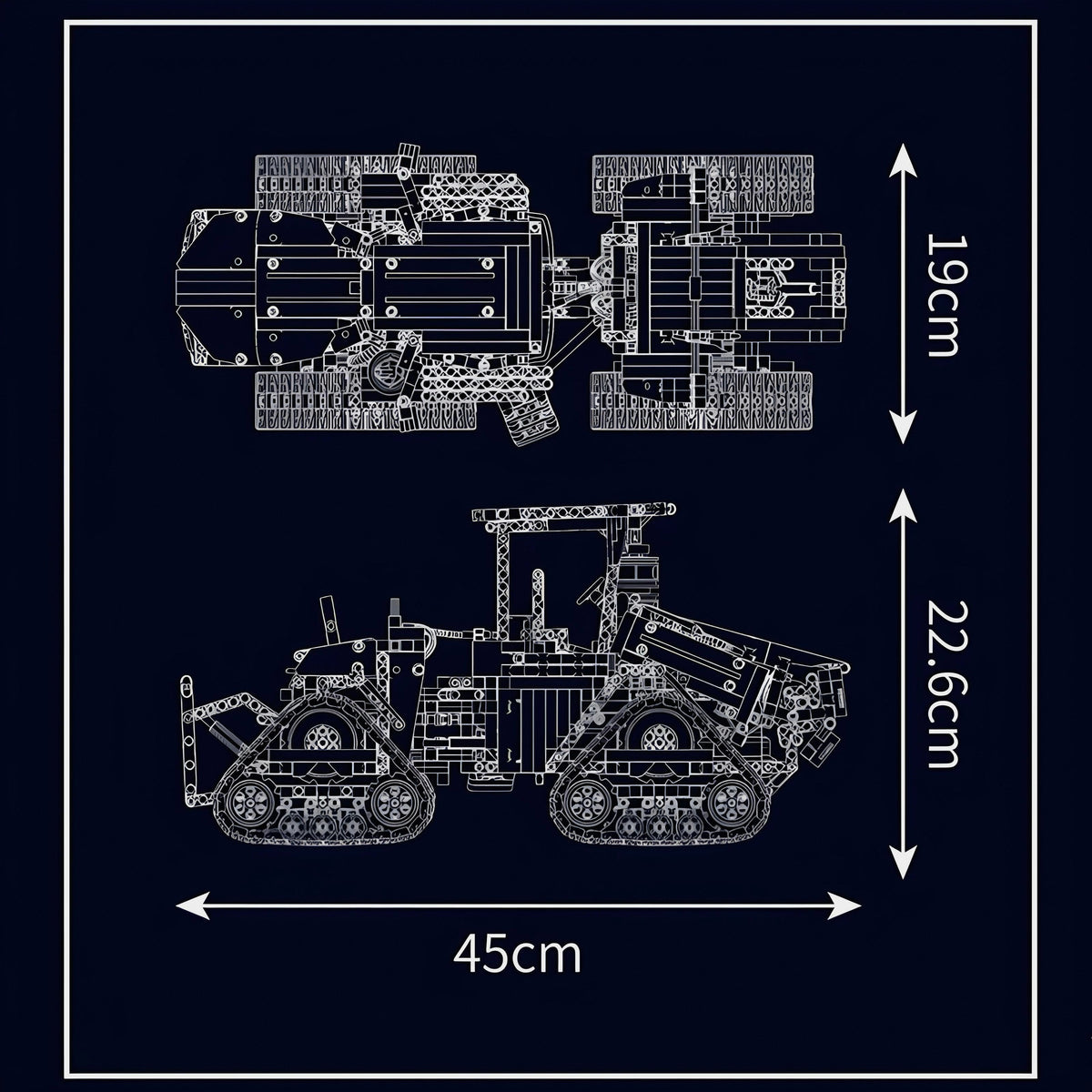 Trilumity Pneumatic Crawler Tractor Building Block Set, Remote Control, 1,698-Piece