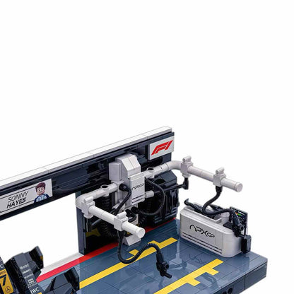 Trilumity Building Block Set: Apx Gp F1 Pit Lane Gate 7 | Includes a Complete Set of Stickers (489Piece)