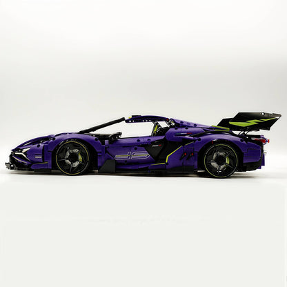Trilumity Motorized Building Block Set: 1:8 Comet Purple Lamborghini Supercar with Remote Control – Electric Features, V10 Engine, and Custom Starry