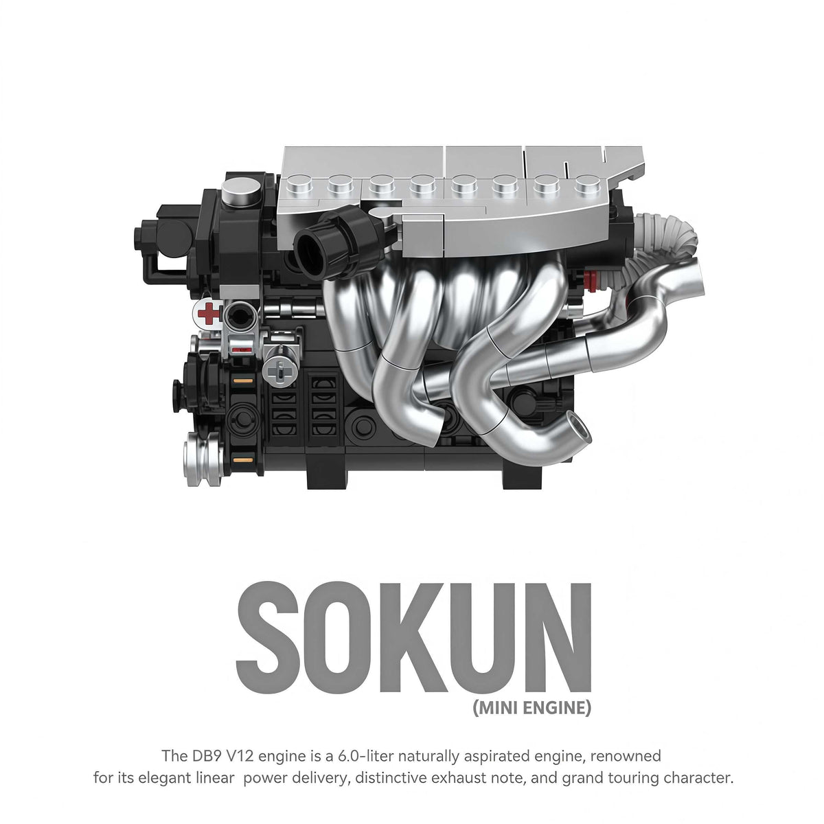 Trilumity Building Block Set: Aston Martin Db9 V12 Engine | Home Decor (375-Piece)