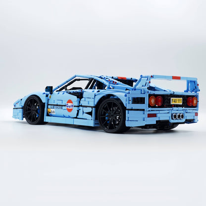 Trilumity Building Block Set: 1:8 The Ultimate 80s Turbo Icon Supercar, Gulf Blue Custom Edition (4026-Piece)