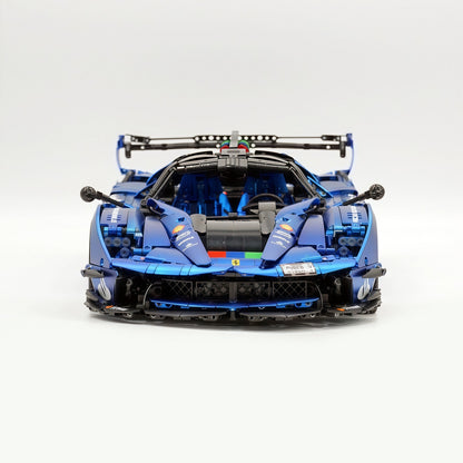 Trilumity Motorized Building Block Set: 1:8 The Ultimate Italian Hybrid Hypercar Evo | Matte Sapphire Blue Custom Edition (4058Piece)