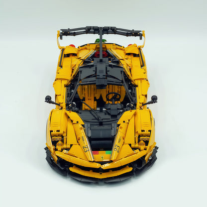 Trilumity Motorized Building Block Set: 1:8 The Ultimate Italian Hybrid Hypercar Evo | Baked Enamel Yellow Paint Italian Flagship (4058+-Piece)