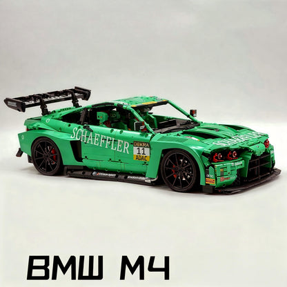 Trilumity Building Block Set: 1: 8 BMW M4 GT3 Building Set, Fully Detailed Simulation, Isle of Man Green Custom Edition (4556Piece)