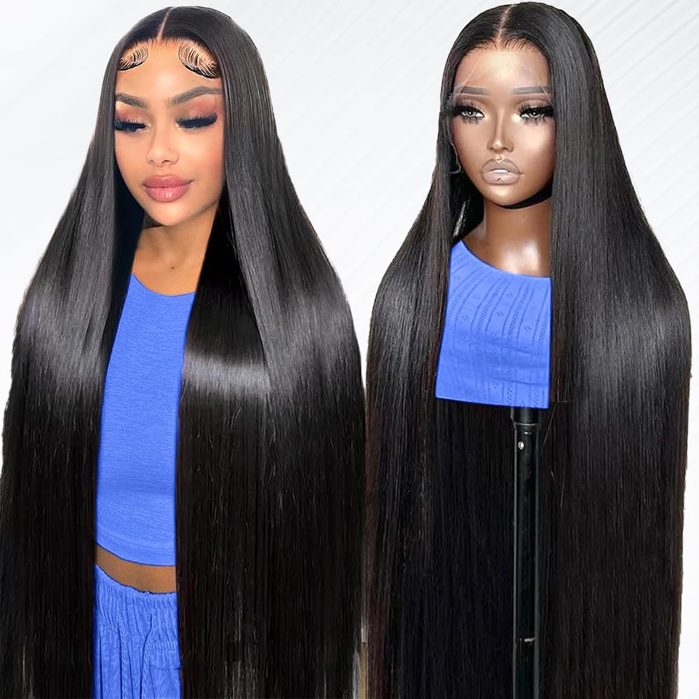 Trilumity With Baby Hair 200 Straight Human Hair - Natural Black Hair Replacement Wig