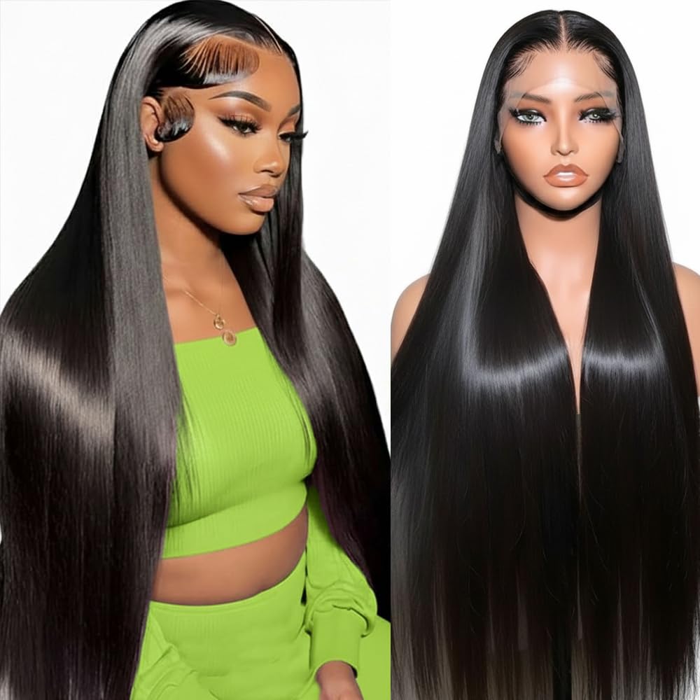 Trilumity 12A Virgin Straight 200 Straight Human Hair - Natural Black Hair Replacement Wig