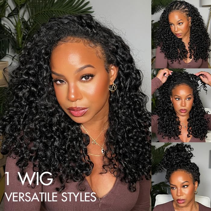 Trilumity Half Burmese 3 Curly Human Hair - Natural Black Hair Replacement Wig