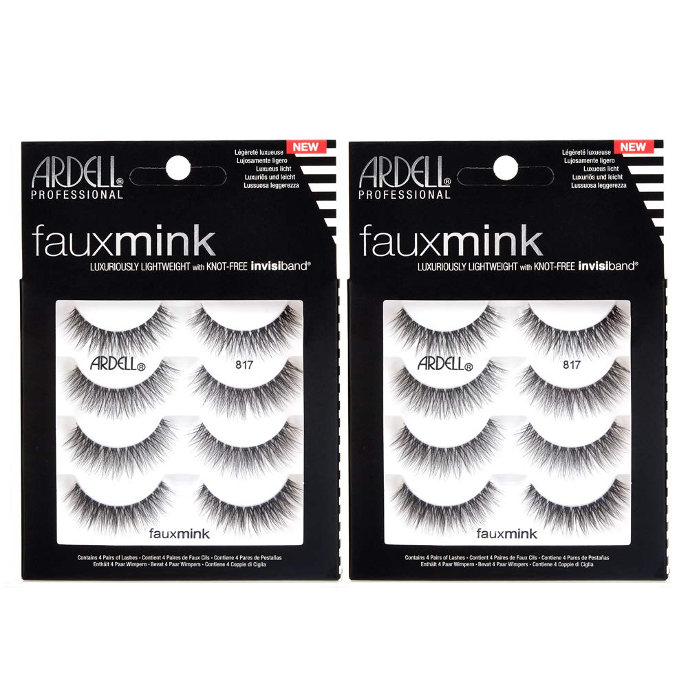 Trilumity Premium Faux Mink 817 Rounded Wispy Reusable Faux Mink - Black False Lashes Set