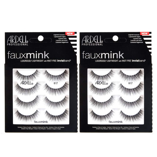 Trilumity Premium Faux Mink 817 Rounded Wispy Reusable Faux Mink - Black False Lashes Set