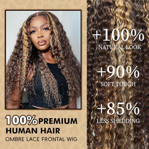 Trilumity Ombre Honey Blonde 13X6 Deep Wave Human Hair - Honey Blonde Hair Replacement Wig