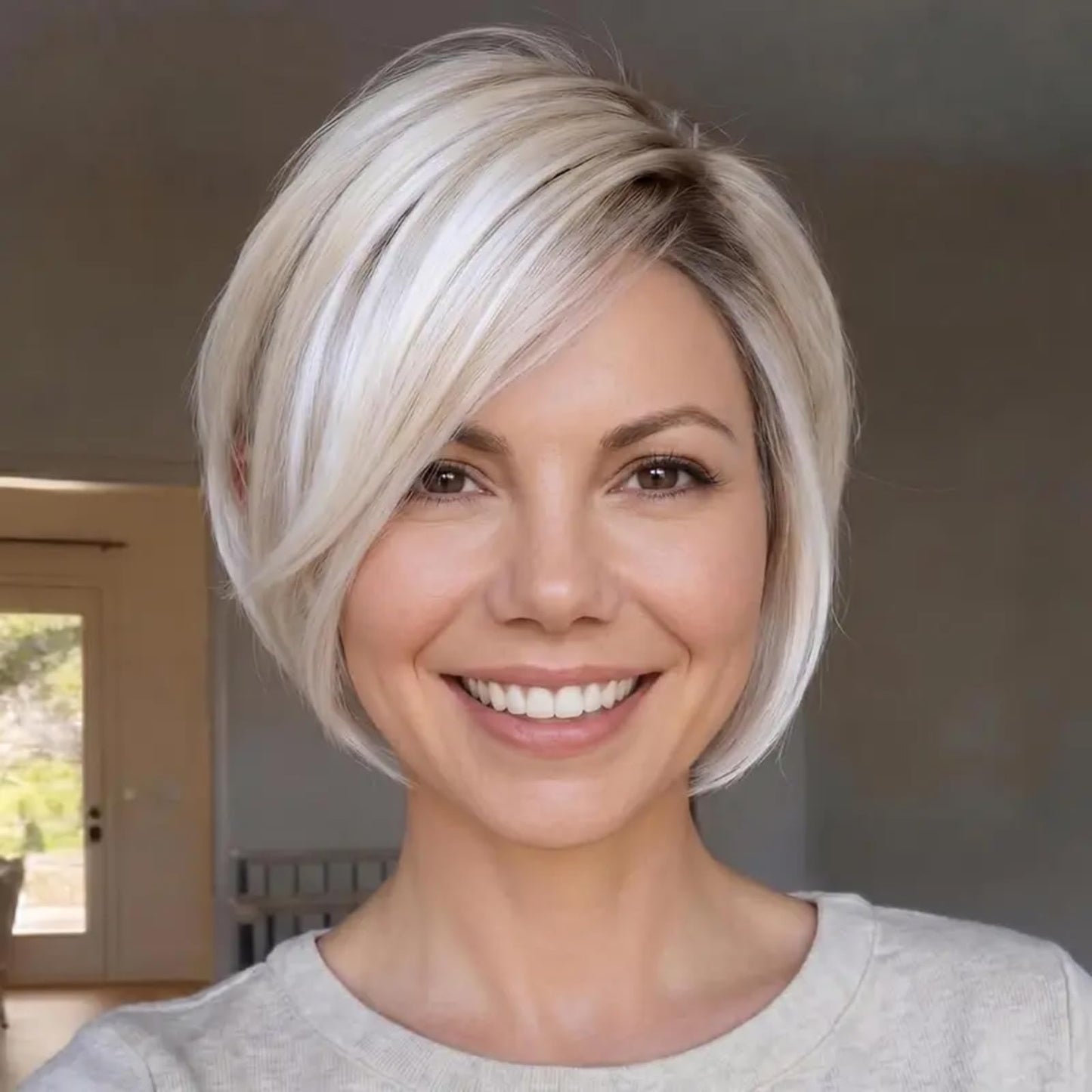 Trilumity Mono Top Bob Straight Synthetic Fiber - Natural Black Hair Replacement Wig