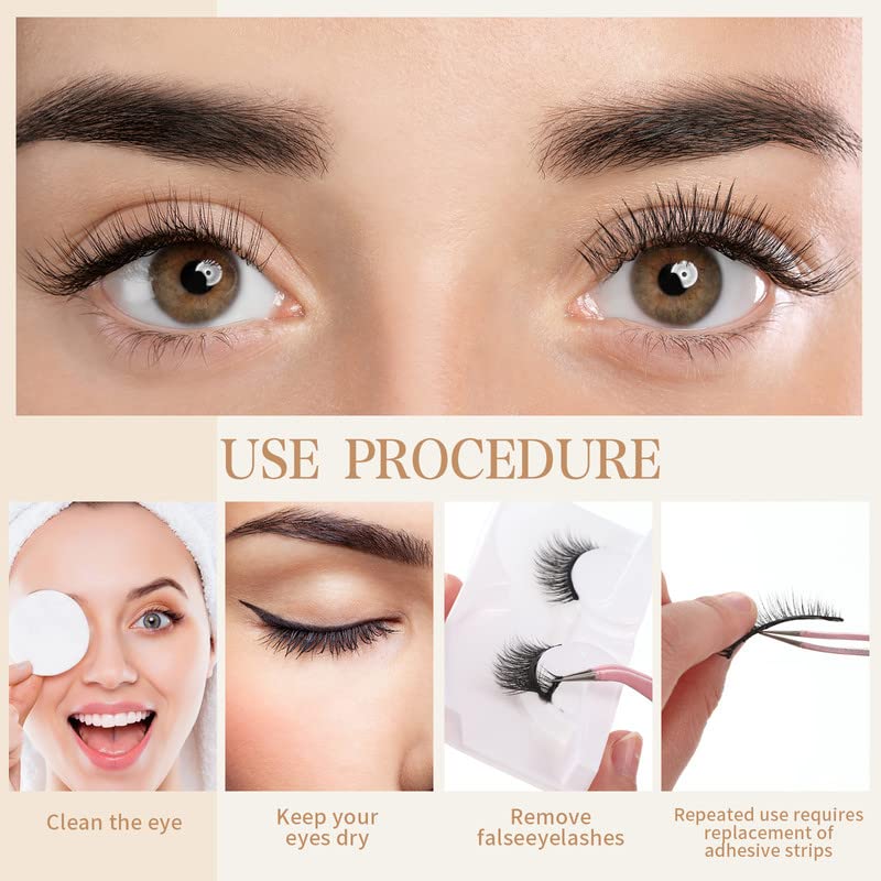 Trilumity Reusable Self Adhesive Strip Faux Mink Fiber - Black False Lashes