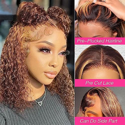 Trilumity Highlight Blonde Wear And Water Wave Human Hair - Honey Blonde Hair Replacement Wig
