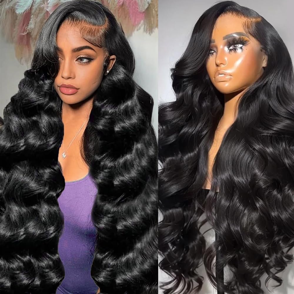 Trilumity 13X6 Real Virgin Invisilbe Body Wave Human Hair - Natural Black Hair Replacement Wig