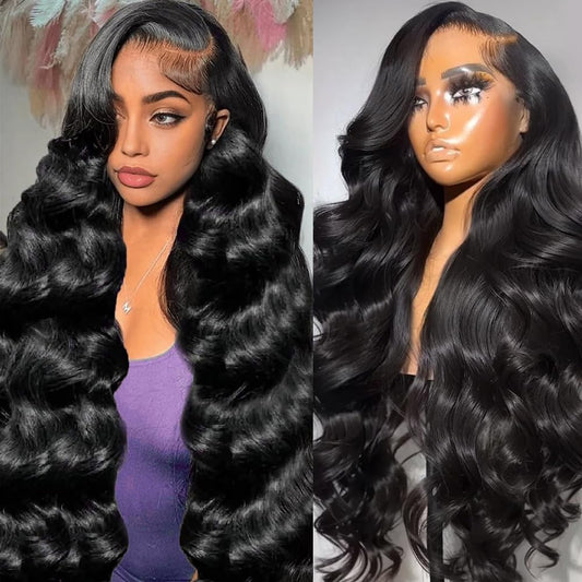 Trilumity 13X6 Real Virgin Invisilbe Body Wave Human Hair - Natural Black Hair Replacement Wig