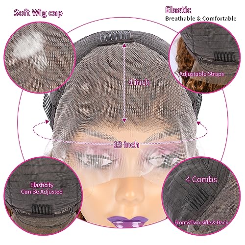 Trilumity Highlight Ombre 13X4 Deep Wave Human Hair - Honey Blonde Hair Replacement Wig