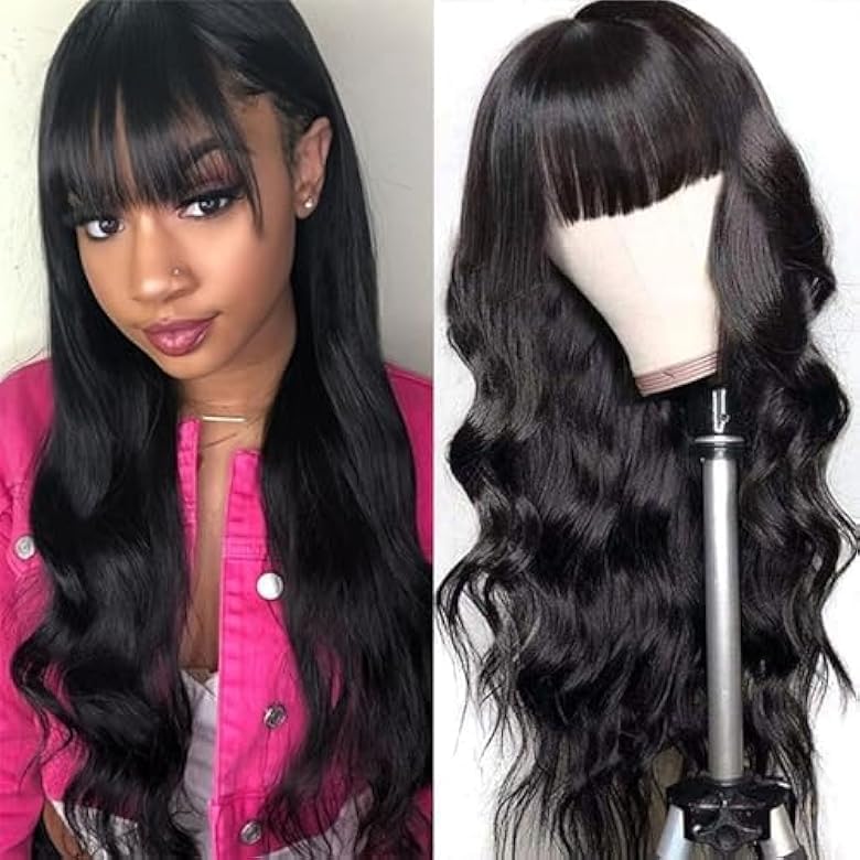 Trilumity With Bangs For Body Wave Brazilian Virgin Hair - Natural Color Hair Replacement Wig