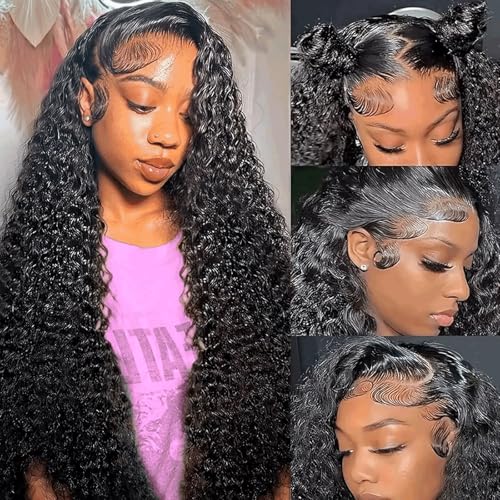 Trilumity 13X6 Hd Transparent Al Deep Wave Human Hair - Natural Black Hair Replacement Wig