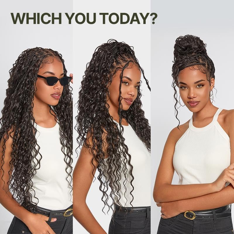 Trilumity Braided Straight 100% Human Hair - Natural Black Hair Replacement Wig