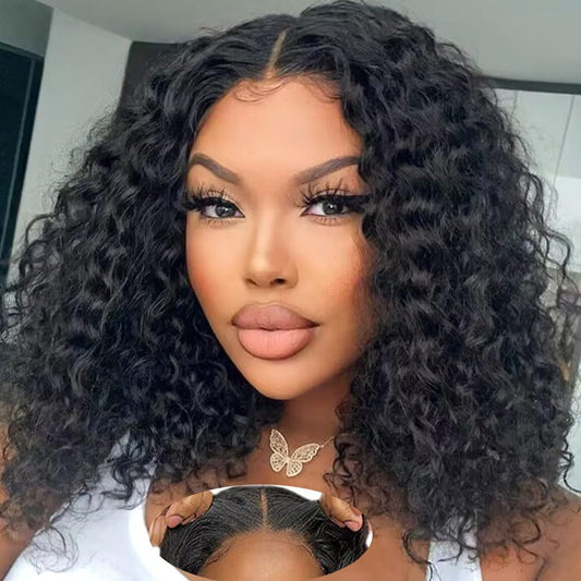 Trilumity Wear And Go Water Wave Human Hair - Natural Black Hair Replacement Wig