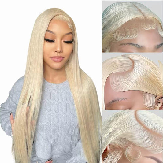 Trilumity 613 13X6 200 Density Deep Wave Human Hair - 613 Blonde Hair Replacement Wig