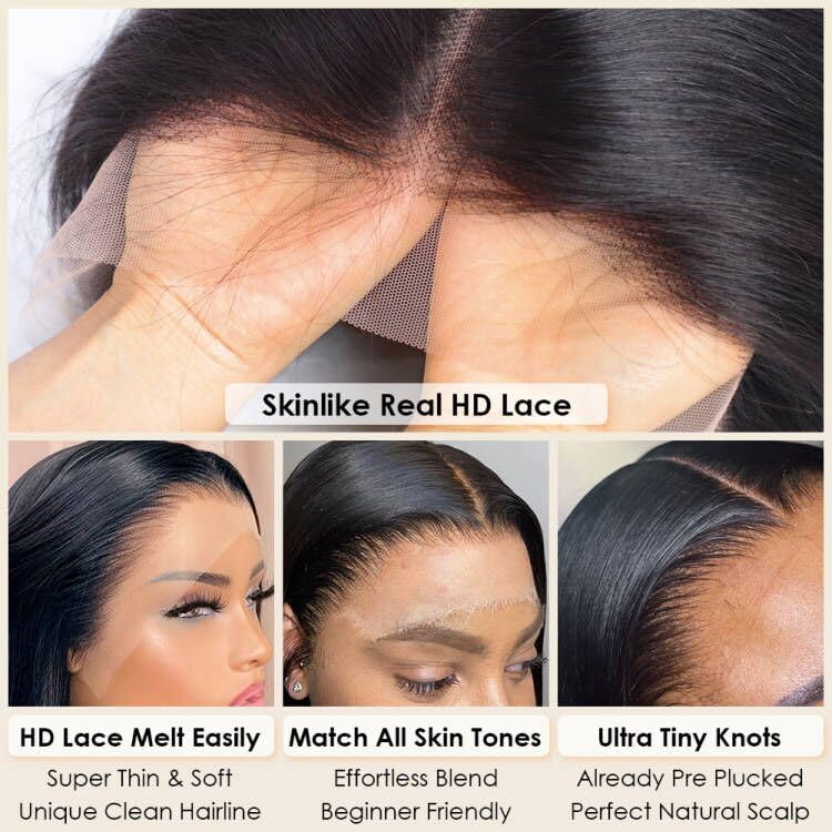 Trilumity Straight Bob 13X4 Straight Human Hair - Natural Black Hair Replacement Wig