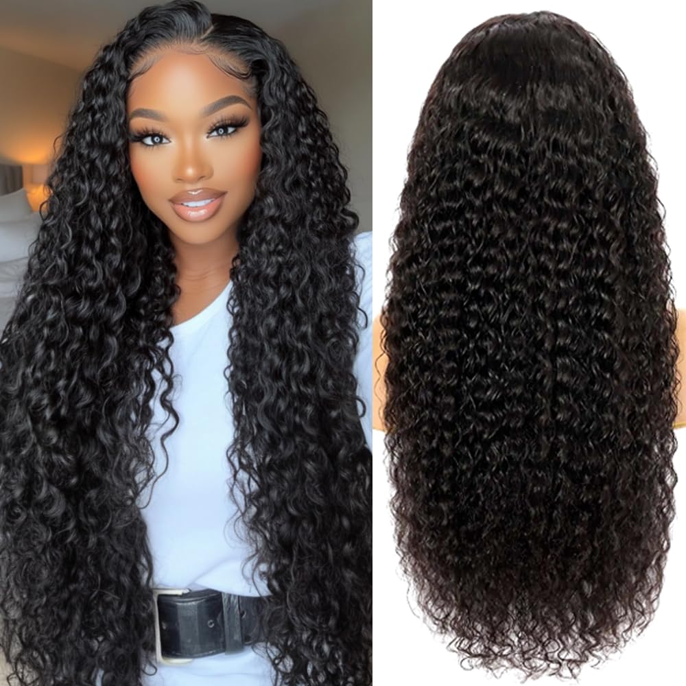 Trilumity 200 Density 13X6 Deep Wave Human Hair - Natural Black Hair Replacement Wig