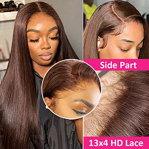 Trilumity 13X4 Chocolate Brown Body Wave Human Hair - Brown Hair Replacement Wig