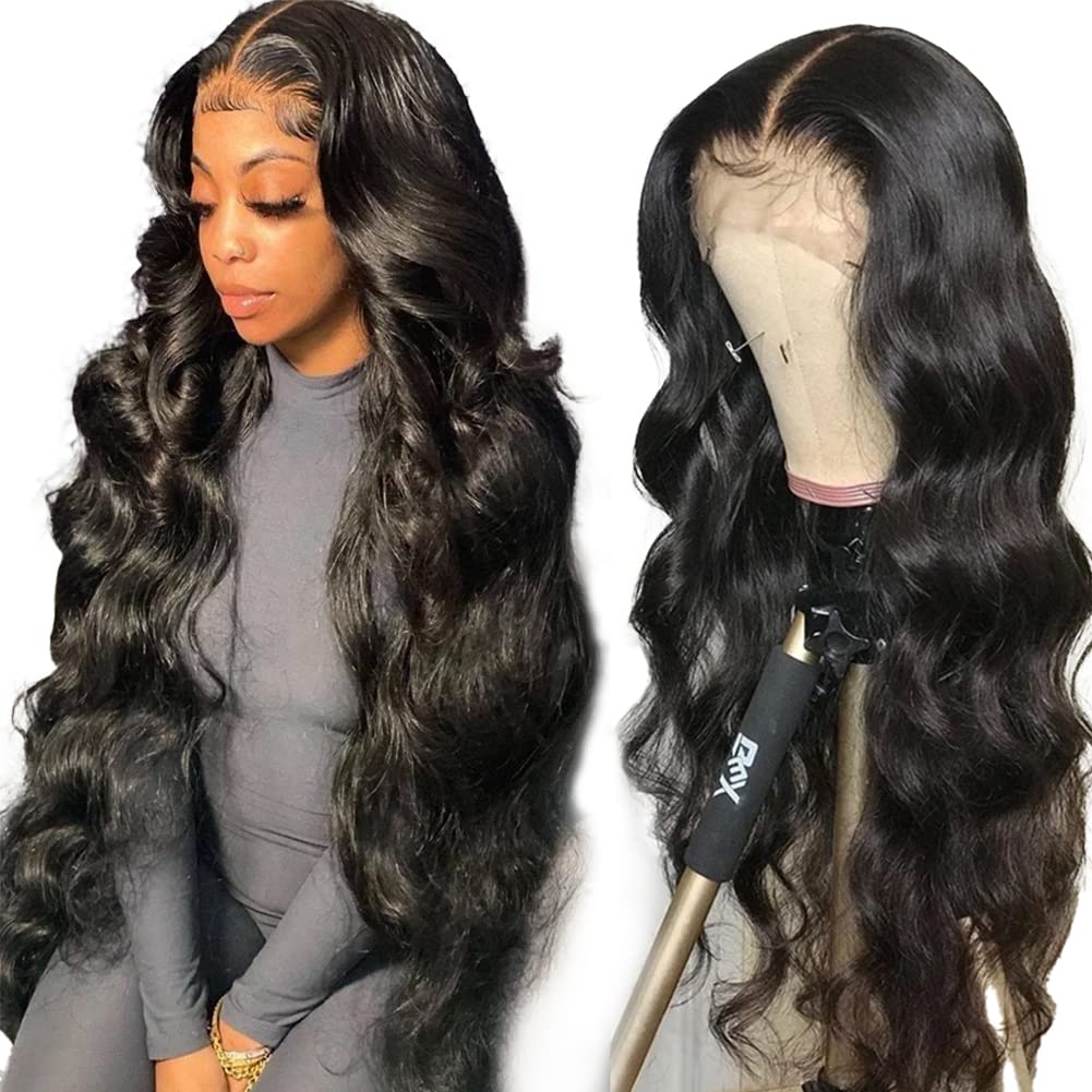 Trilumity 13X5 Small Knots Body Wave Human Hair - Natural Black Hair Replacement Wig