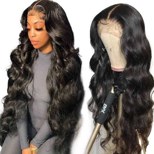 Trilumity 13X5 Small Knots Body Wave Human Hair - Natural Black Hair Replacement Wig