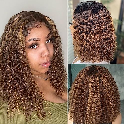 Trilumity Highlight Blonde Wear And Water Wave Human Hair - Honey Blonde Hair Replacement Wig