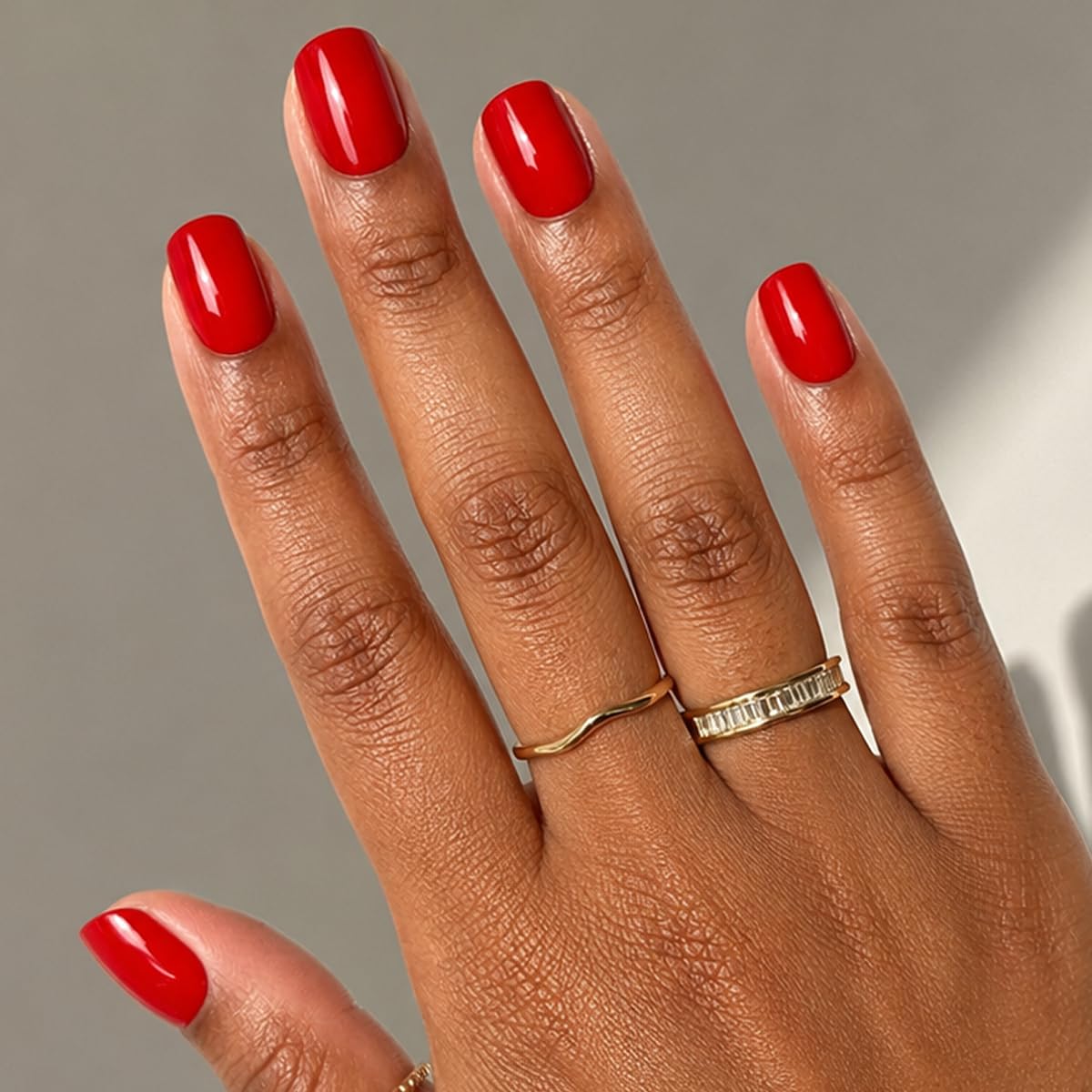 Trilumity Instant Short Squoval Soft Gel - Red Press On Nails