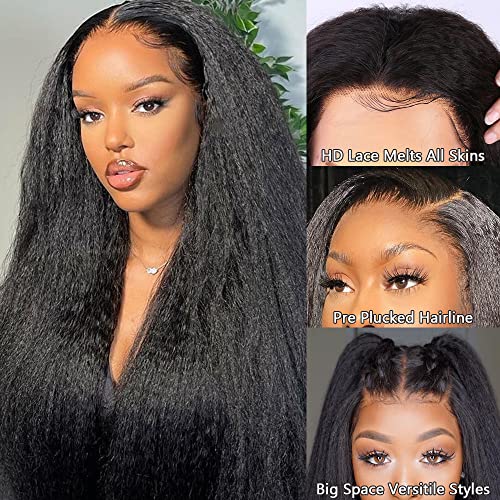 Trilumity Kinky Straight With Straight Human Hair - Natural Color Hair Replacement Wig