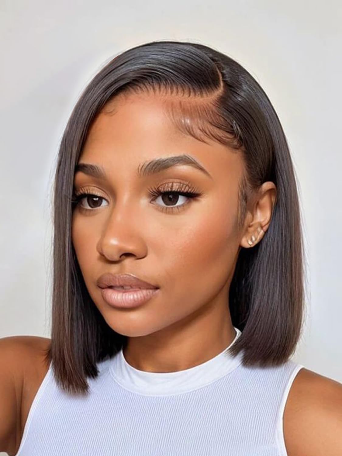 Trilumity Side Part Straight Bob Straight Human Hair - Natural Black Hair Replacement Wig