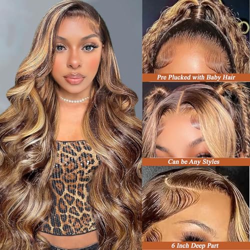 Trilumity Honey Blonde 13X6 Ombre Body Wave Human Hair - Honey Blonde Hair Replacement Wig
