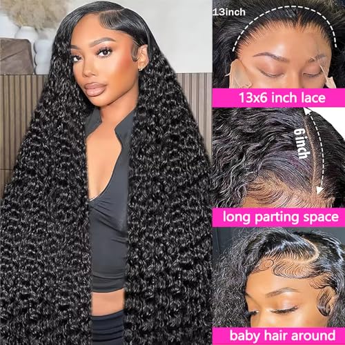 Trilumity 13X6 200 Density Water Deep Wave Human Hair - Brown Hair Replacement Wig