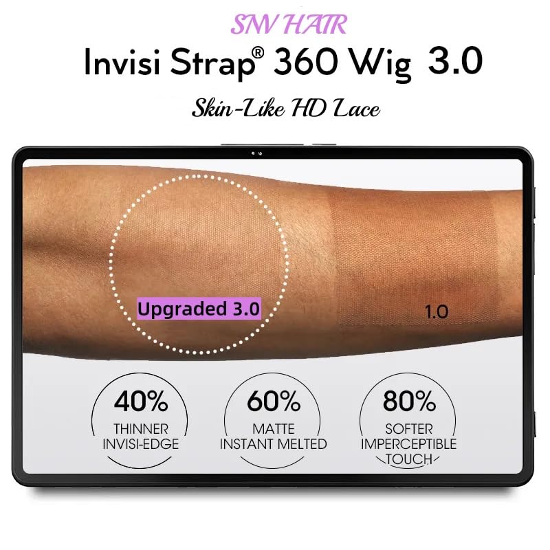 Trilumity Hidden Strap 360 Skinlike Water Wave Human Hair - Natural Black Hair Replacement Wig