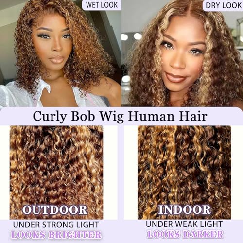 Trilumity Bob 13X4 Bob 200 Deep Wave Human Hair - Honey Blonde Hair Replacement Wig
