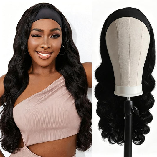 Trilumity Headband Glueless Headband For Body Wave Brazilian Virgin Hair - Natural Black Hair Replacement Wig